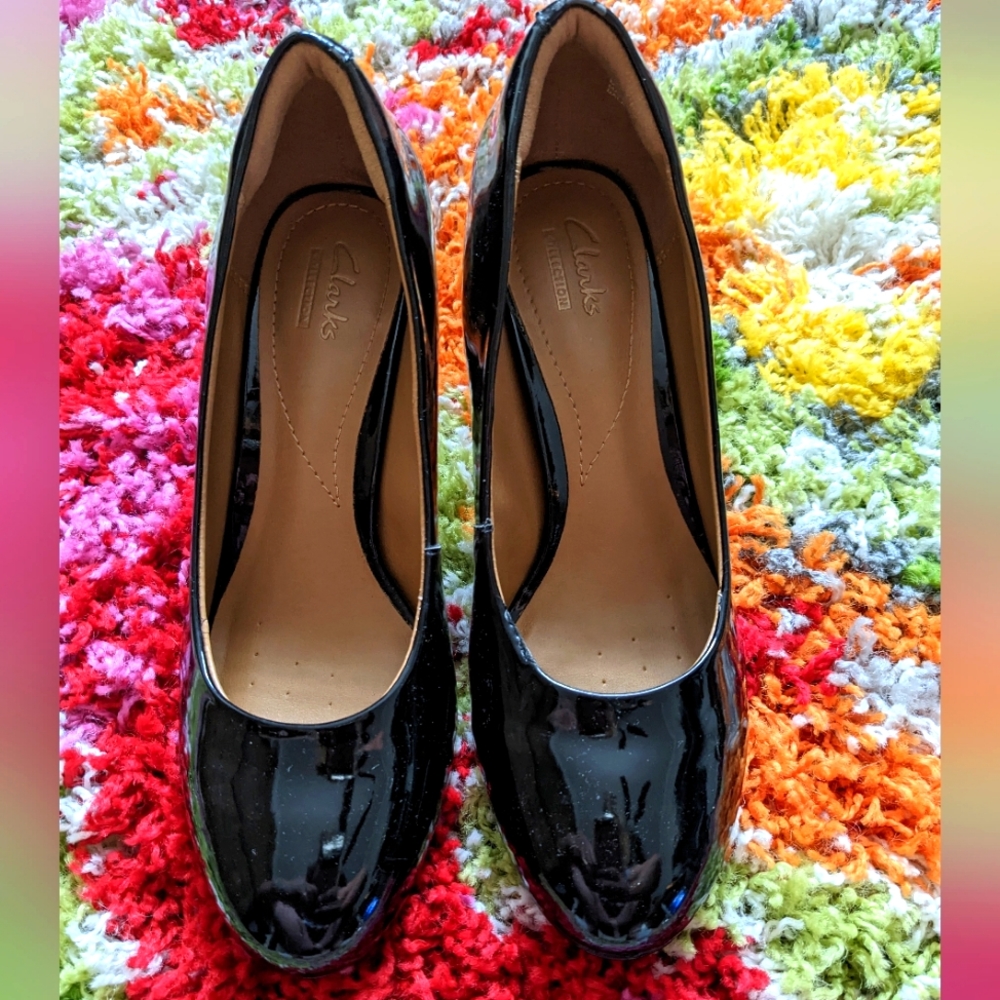 Black patent leather Clarks